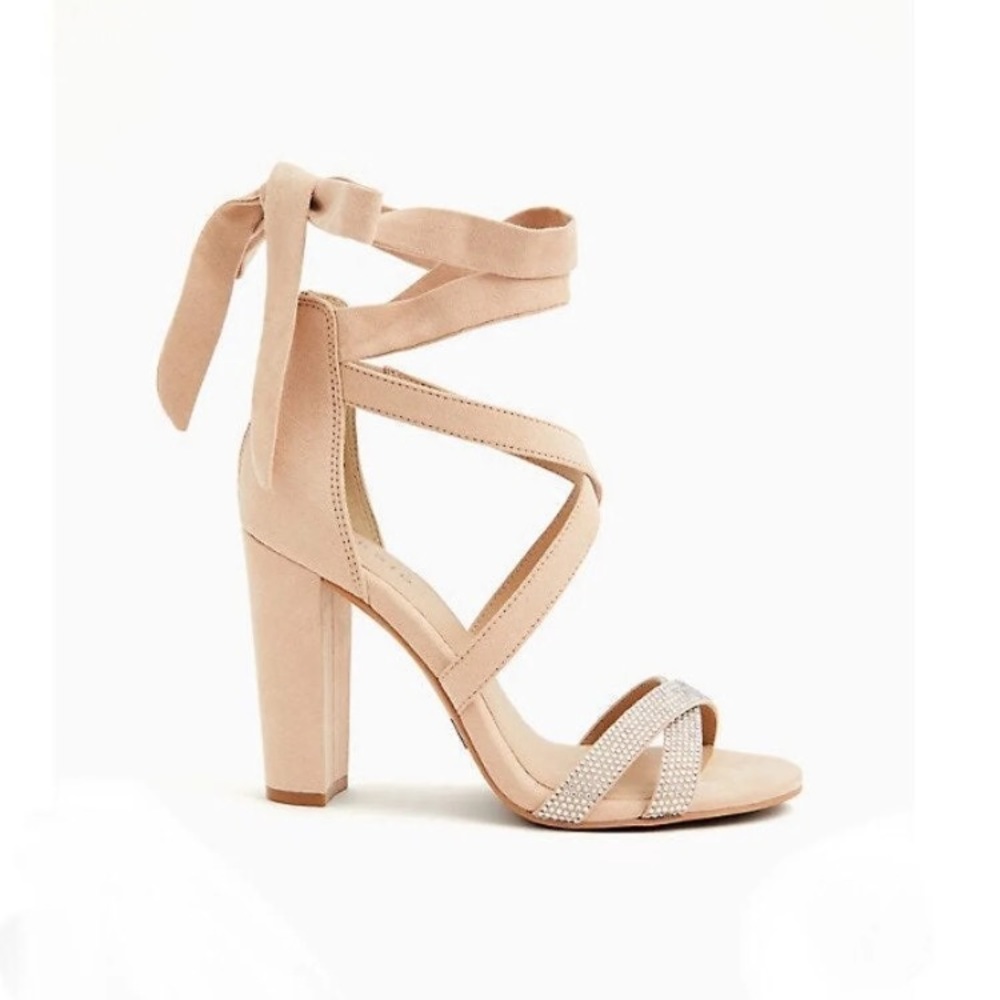 WW BEIGE FAUX SUEDE ANKLE WRAP Heel